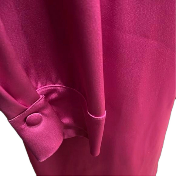 Nanushka Satin Wrap Dress S – Fuchsia Pink EUC, Elegant Belted Silhouette - Picture 5 of 12